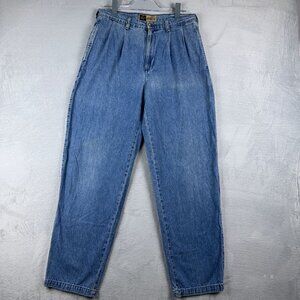 Lord Taylor Taper Jeans Casual Classic Pleated Slash Pocket Womens Blue Size W30